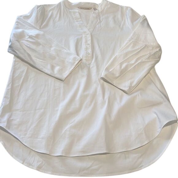 Soft Surroundings White Pleated V Neck Pullover Tunic Top Size Large - Picture 4 of 12